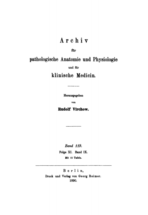 Cover image for book Rudolf Virchow: Archiv für pathologische Anatomie und Physiologie und für klinische Medicin. Band 119