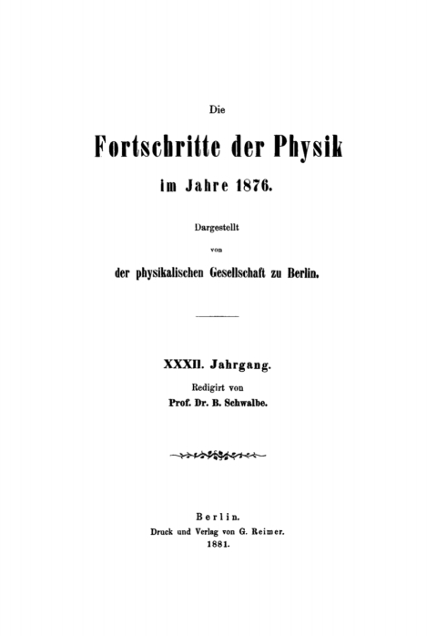 Cover image for book Die Fortschritte der Physik im Jahre .... 1876, Jahrgang 32