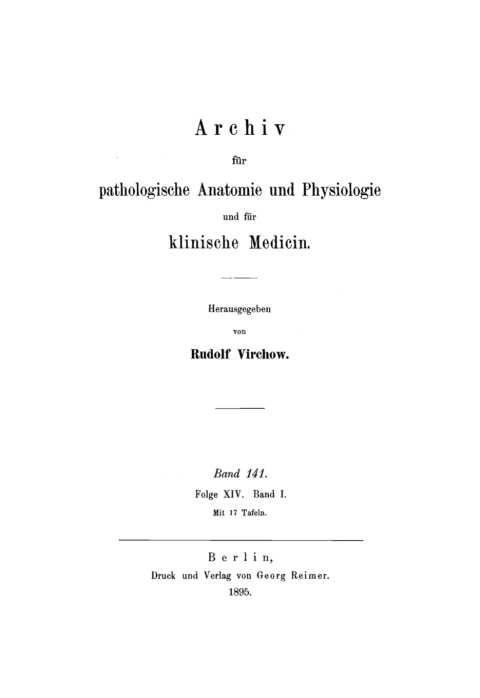 Cover image for book Rudolf Virchow: Archiv für pathologische Anatomie und Physiologie und für klinische Medicin. Band 141