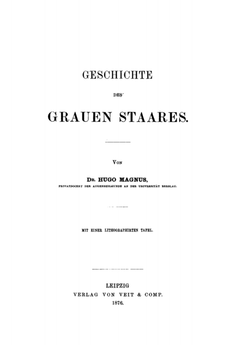 Cover image for book Geschichte des grauen Staares