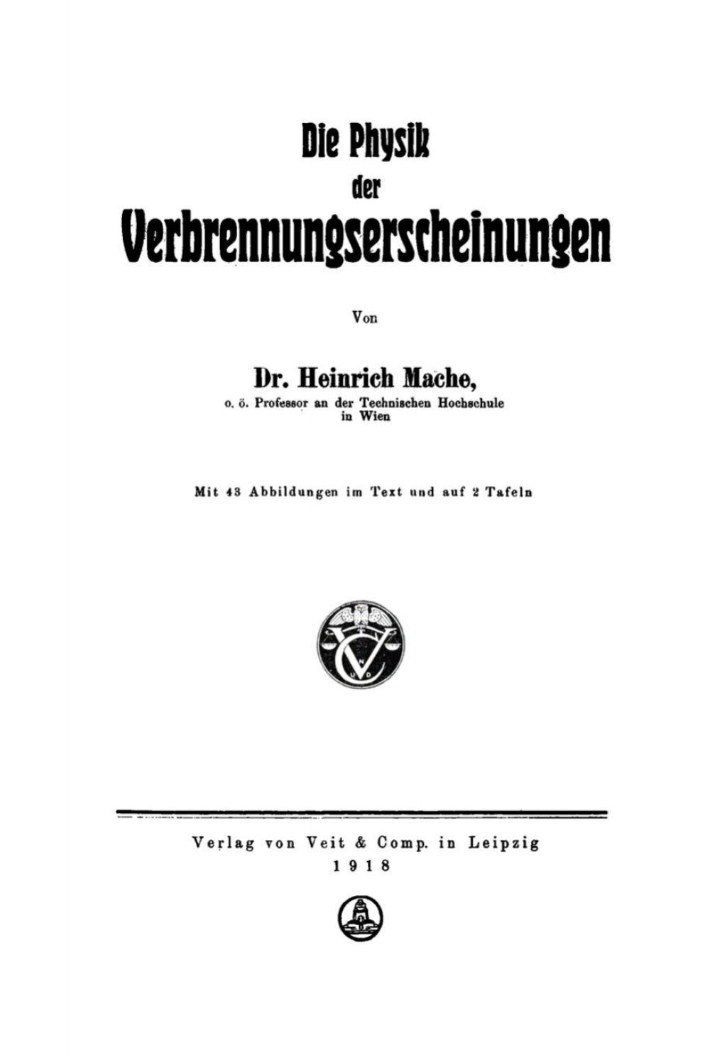 Page Fidelity Die Physik der Verbrennungserscheinungen; $148.73