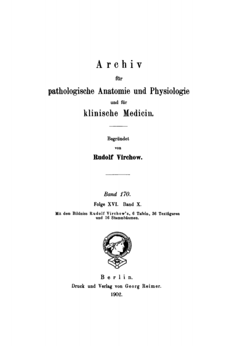 Cover image for book Rudolf Virchow: Archiv für pathologische Anatomie und Physiologie und für klinische Medicin. Band 170