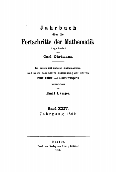 Cover image for book Jahrgang 1892
