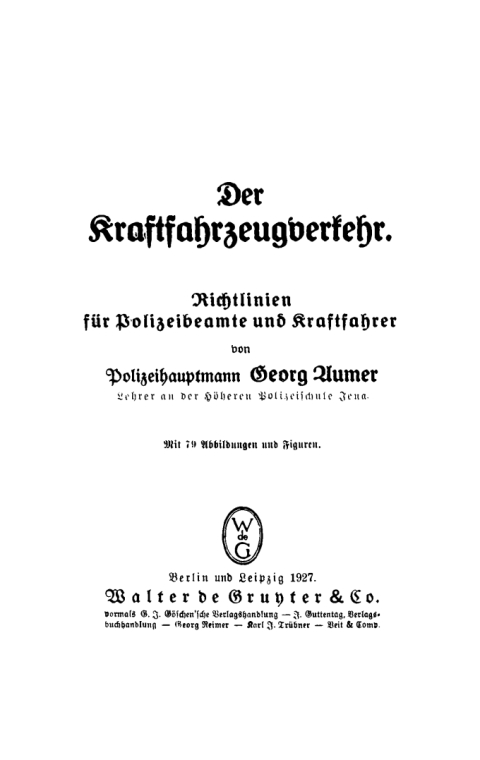 Cover image for book Der Kraftfahrzeugverkehr