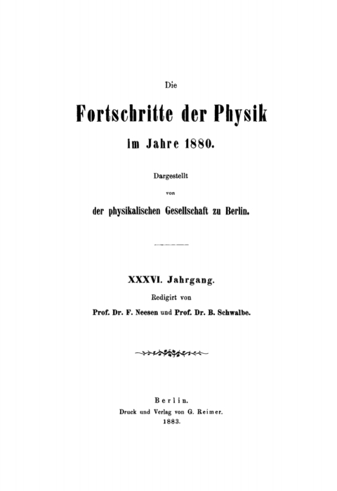 Cover image for book Die Fortschritte der Physik im Jahre .... 1880, Jahrgang 36