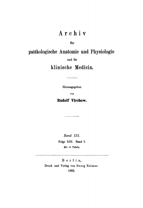 Cover image for book Rudolf Virchow: Archiv für pathologische Anatomie und Physiologie und für klinische Medicin. Band 131
