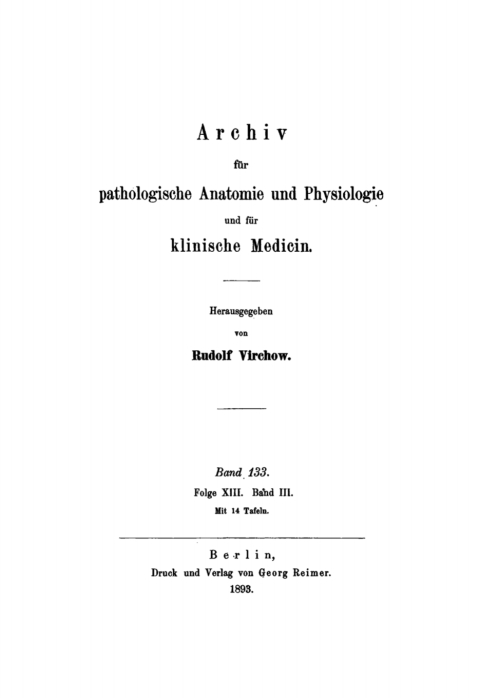 Cover image for book Rudolf Virchow: Archiv für pathologische Anatomie und Physiologie und für klinische Medicin. Band 133