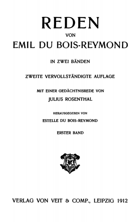 Cover image for book Emil du Bois-Reymond: Reden. Band 1