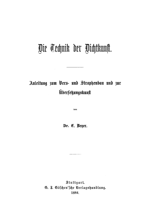 Cover image for book Die Technik der Dichtkunst