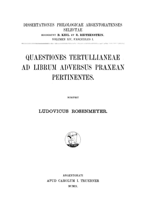 Cover image for book Quaestiones Tertullianeae ad librum adversus Praxean pertinentes