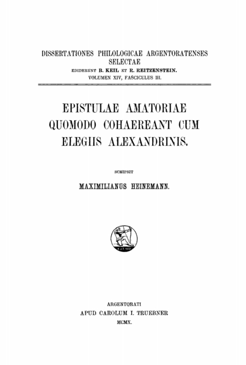Cover image for book Epistulae amatoriae quomodo cohaereant cum elegiis Alexandrinis