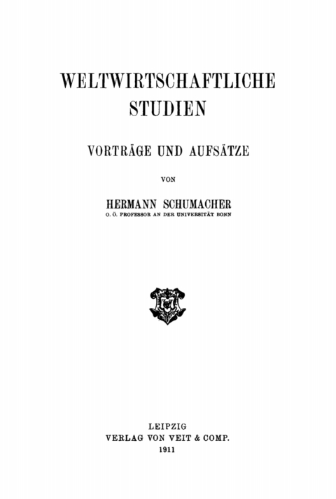 Cover image for book Weltwirtschaftliche Studien