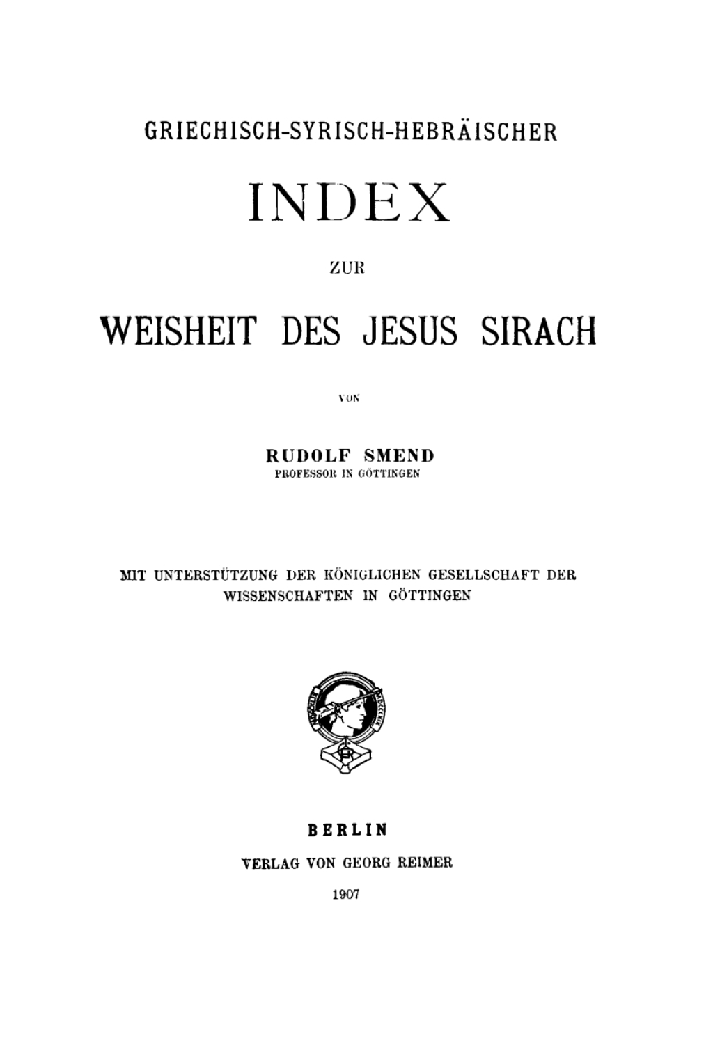 Page Fidelity Griechisch-Syrisch-Hebräischer Index zur Weisheit des Jesus Sirach; $148.73