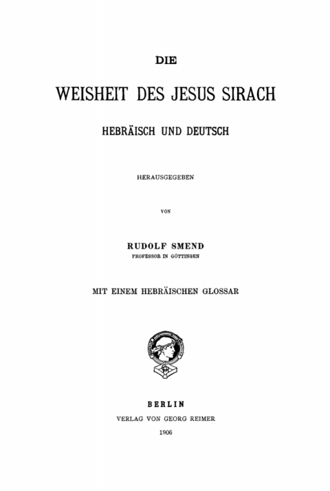 Cover image for book Die Weisheit des Jesus Sirach