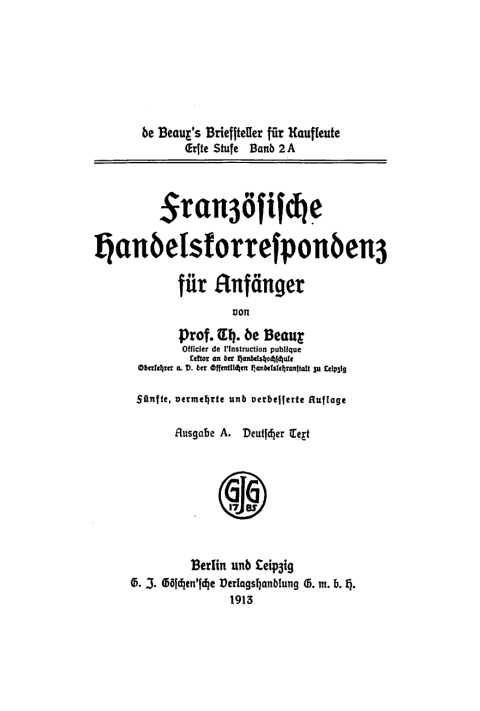 Cover image for book Französische Handelskorrespondenz für Anfänger