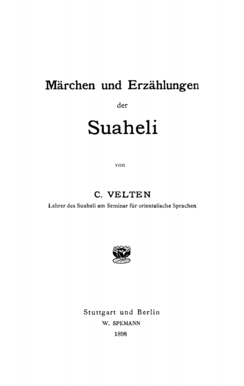 Cover image for book Märchen und Erzählungen der Suaheli