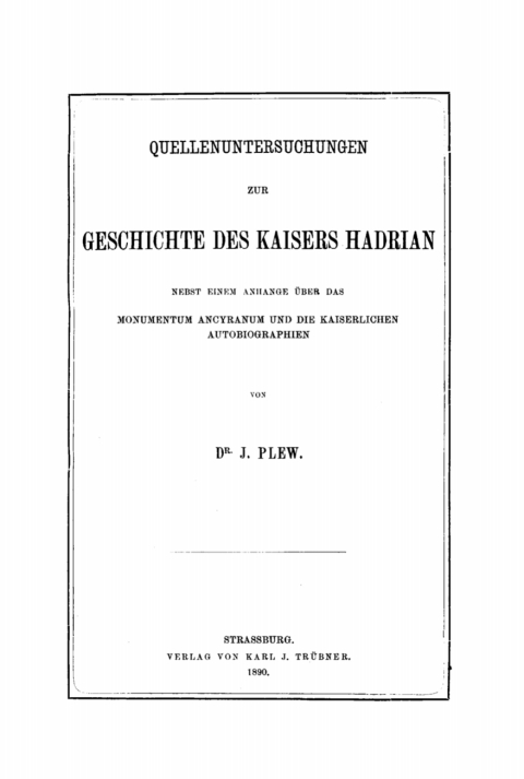 Cover image for book Quellenuntersuchungen zur Geschichte des Kaisers Hadrian