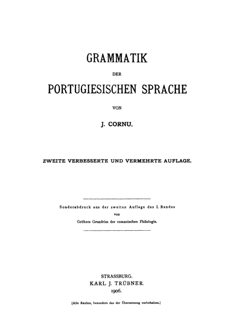 Cover image for book Grammatik der portugiesischen Sprache