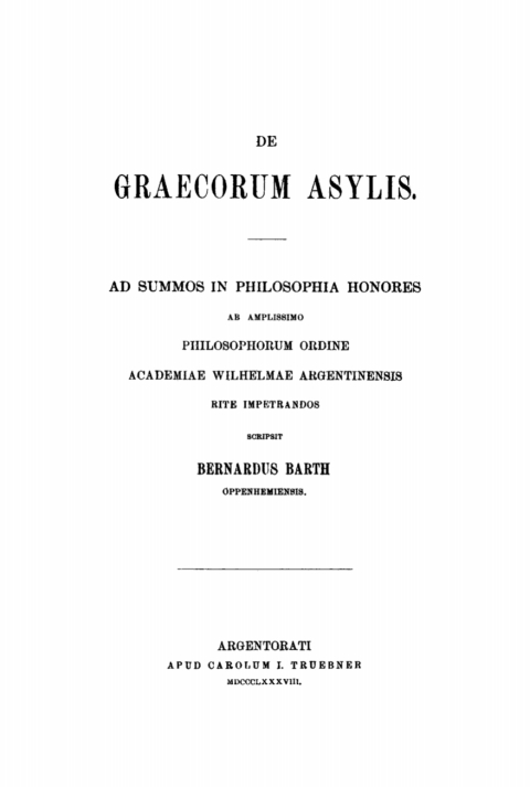 Cover image for book De Graecorum asylis