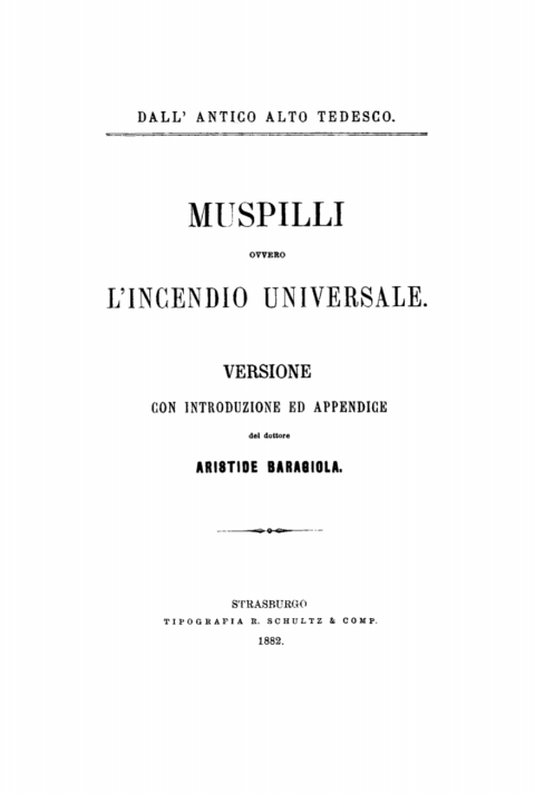 Cover image for book Dall’antico alto tedesco: Muspilli ovvero l’incendio universale