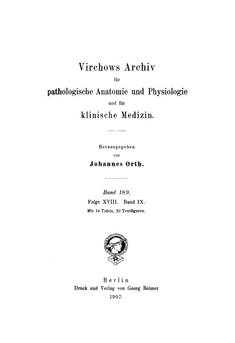 Cover image for book Rudolf Virchow: Archiv für pathologische Anatomie und Physiologie und für klinische Medicin. Band 189
