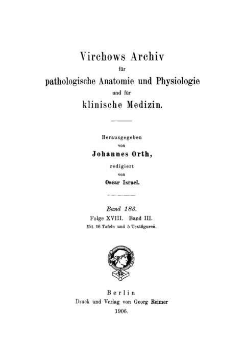 Cover image for book Rudolf Virchow: Archiv für pathologische Anatomie und Physiologie und für klinische Medicin. Band 183