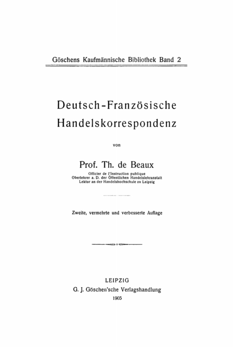 Cover image for book Deutsch-Französische Handelskorrespondenz