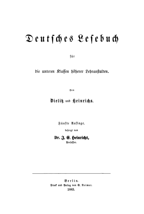 Cover image for book Deutsches Lesebuch für die unteren Klassen höherer Lehranstalten