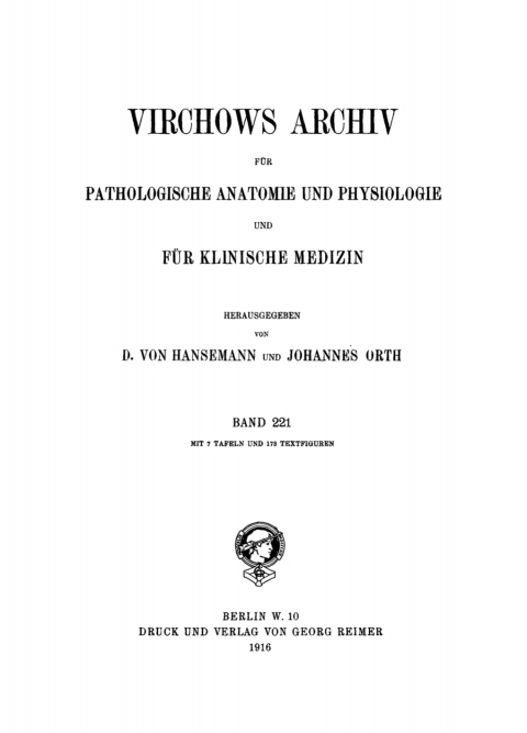Cover image for book Rudolf Virchow: Archiv für pathologische Anatomie und Physiologie und für klinische Medicin. Band 221