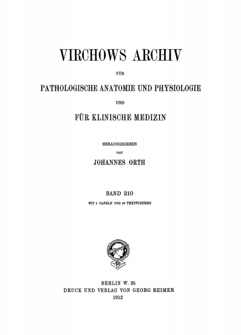 Cover image for book Rudolf Virchow: Archiv für pathologische Anatomie und Physiologie und für klinische Medicin. Band 210