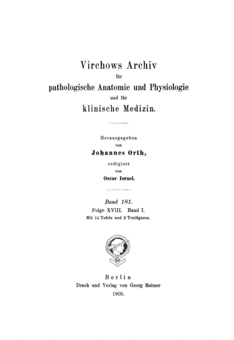 Cover image for book Rudolf Virchow: Archiv für pathologische Anatomie und Physiologie und für klinische Medicin. Band 181