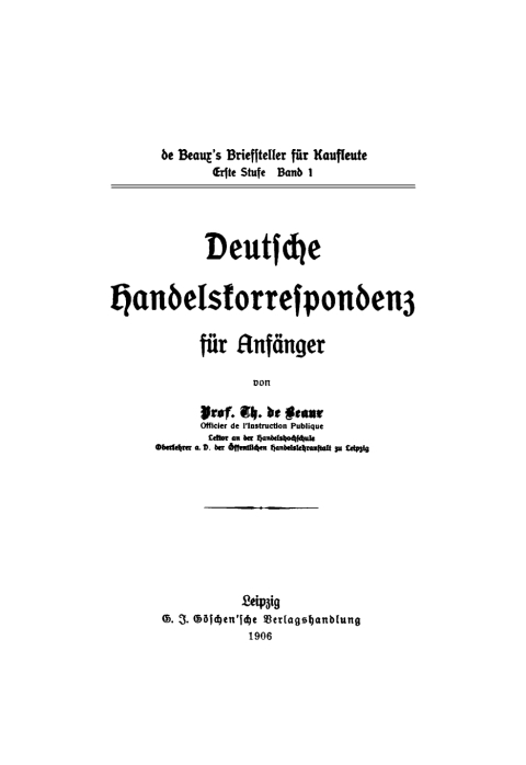 Cover image for book Deutsche Handelskorrespondenz für Anfänger