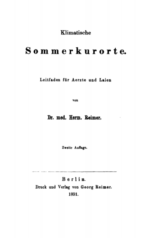 Cover image for book Klimatische Sommerkurorte
