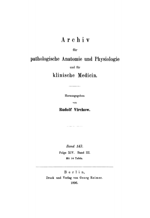 Cover image for book Rudolf Virchow: Archiv für pathologische Anatomie und Physiologie und für klinische Medicin. Band 143