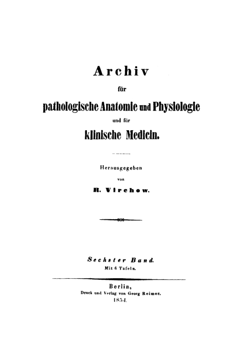 Cover image for book Rudolf Virchow: Archiv für pathologische Anatomie und Physiologie und für klinische Medicin. Band 6
