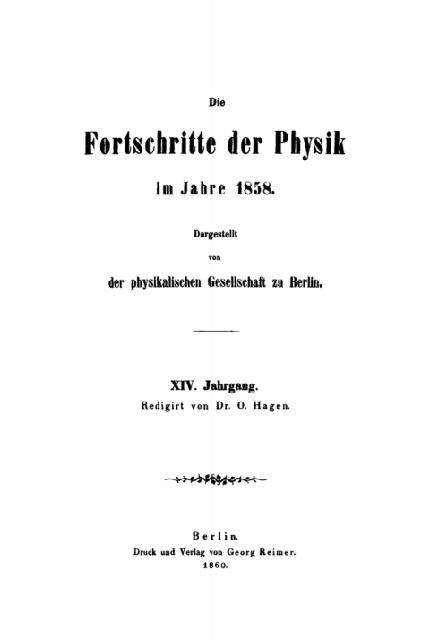 Cover image for book Die Fortschritte der Physik im Jahre .... 1858, Jahrgang 14