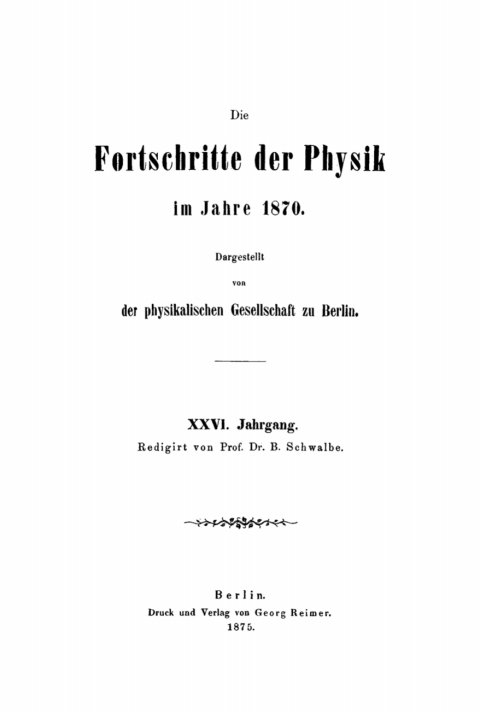 Cover image for book Die Fortschritte der Physik im Jahre .... 1870, Jahrgang 26