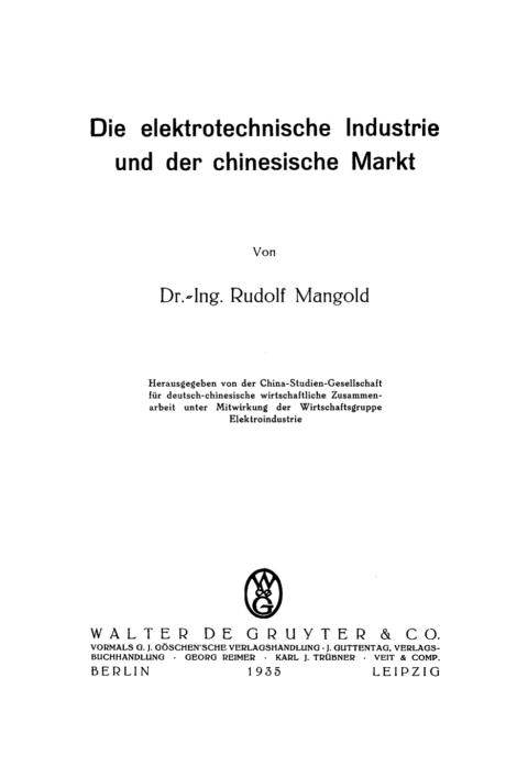 Cover image for book Die elektrotechnische Industrie und der chinesische Markt