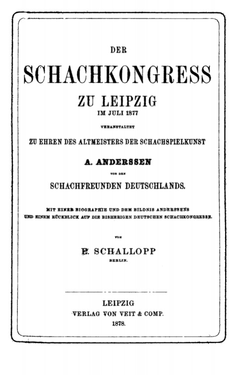 Cover image for book Der Schachkongress zu Leipzig im Juli 1877