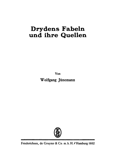 Cover image for book Drydens Fabeln und ihre Quellen