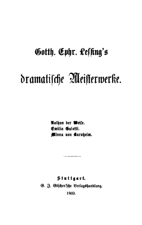 Cover image for book Gotth. Ephr. Lessing’s dramatische Meisterwerke