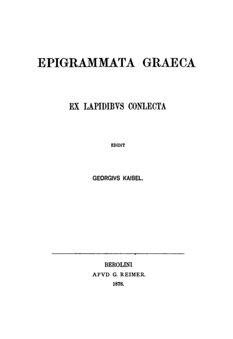 Cover image for book Epigrammata Graeca ex lapidibus conlecta