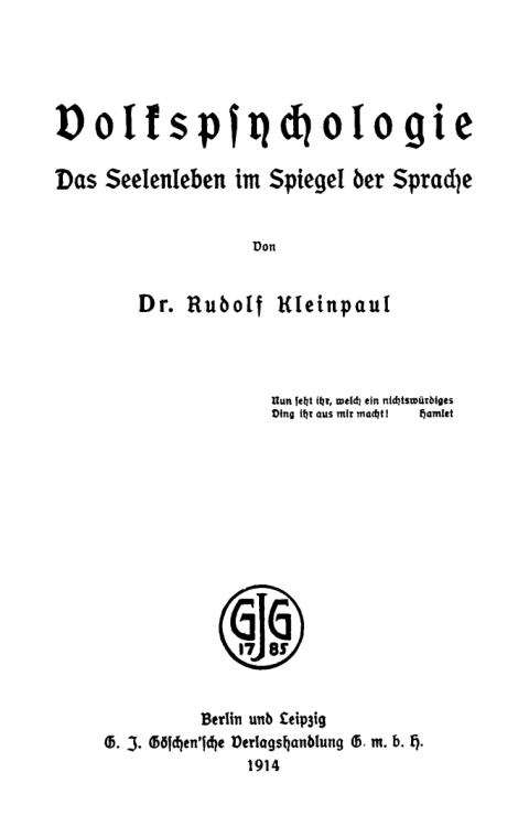 Cover image for book Volkspsychologie