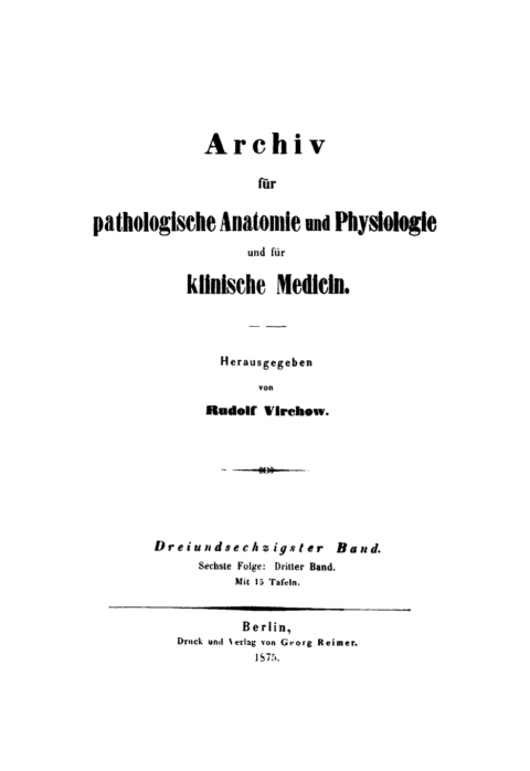 Cover image for book Rudolf Virchow: Archiv für pathologische Anatomie und Physiologie und für klinische Medicin. Band 63