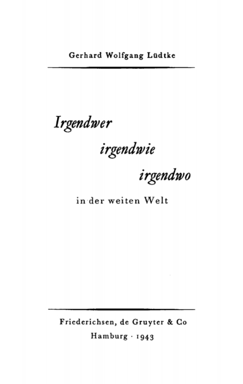 Cover image for book Irgendwer, irgendwie, irgendwo, in der weiten Welt