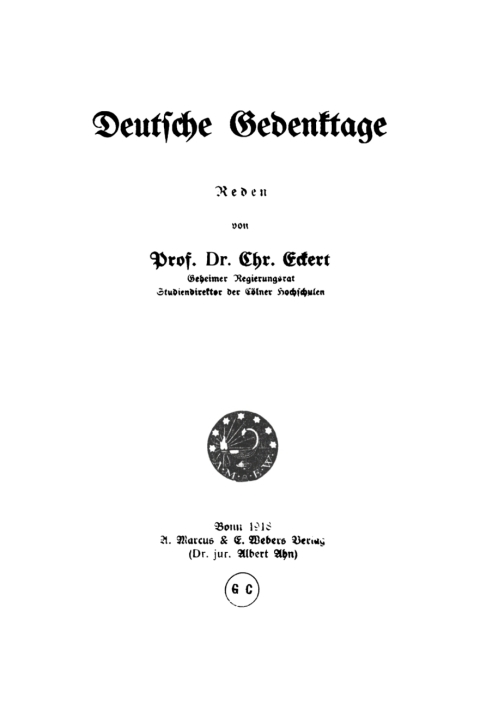 Cover image for book Deutsche Gedenktage
