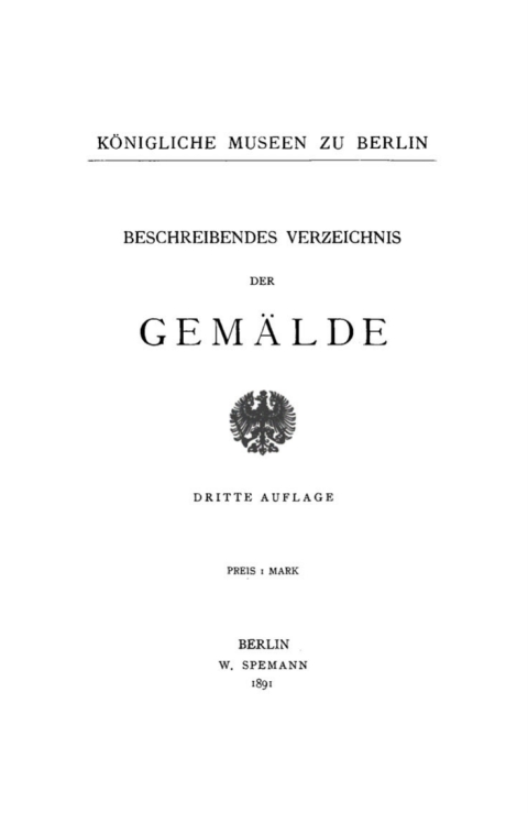 Cover image for book Beschreibendes Verzeichnis der Gemälde