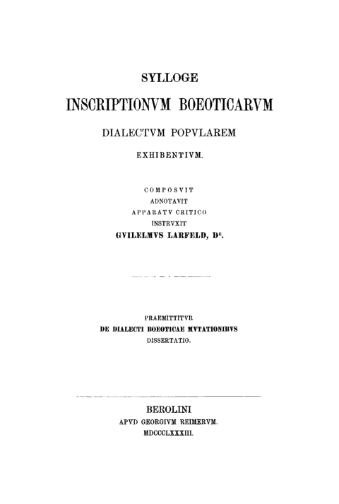 Cover image for book Sylloge inscriptionum Boeoticarum dialectum popularem exhibentium