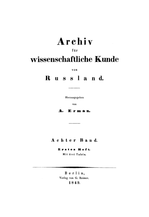 Cover image for book Archiv für wissenschaftliche Kunde von Russland. Band 8