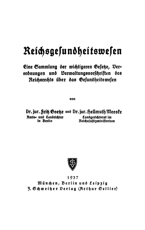 Cover image for book Reichsgesundheitswesen